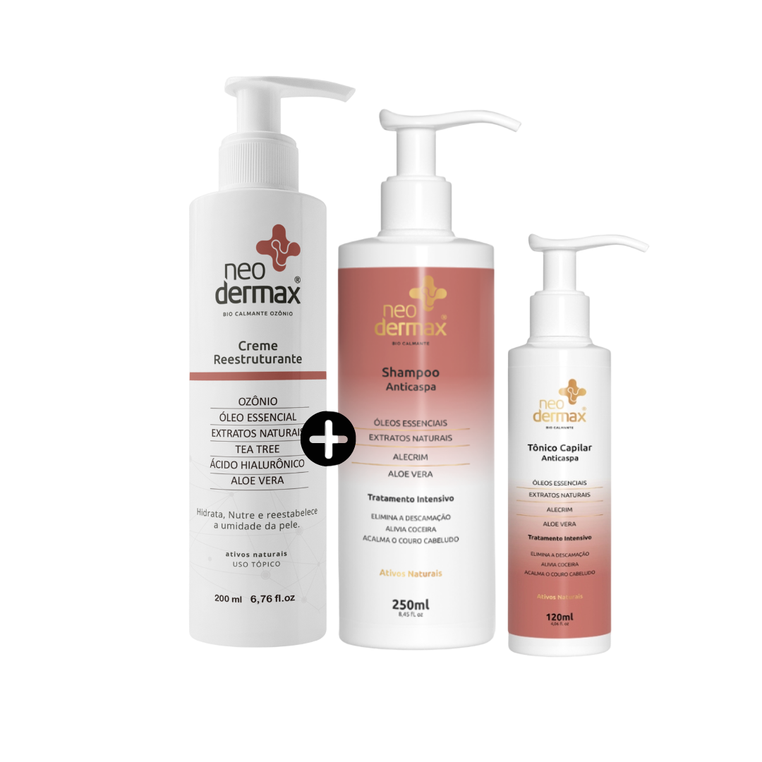 Kit completo Neodermax [1 Shampoo +1 Tônico + 1 creme]