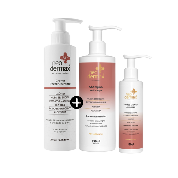Kit completo Neodermax [1 Shampoo +1 Tônico + 1 creme]
